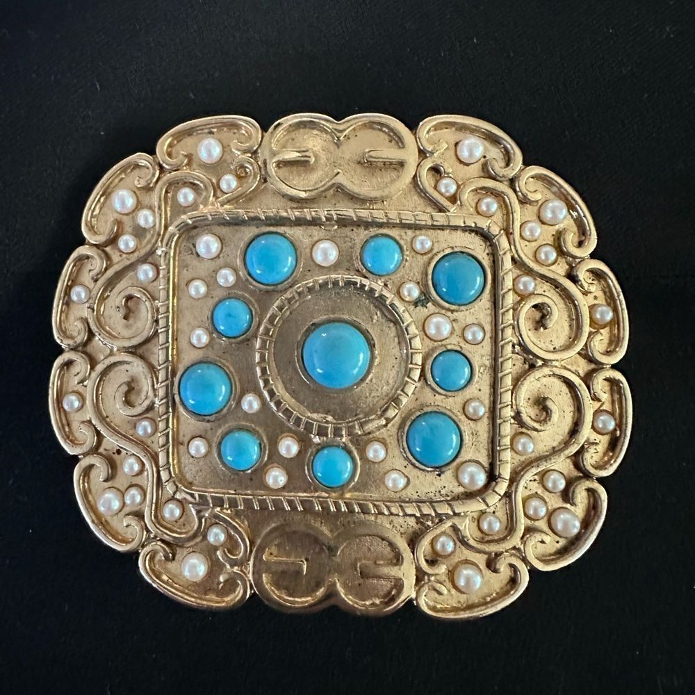 Vintage Boho Beaded Belt  Buckle